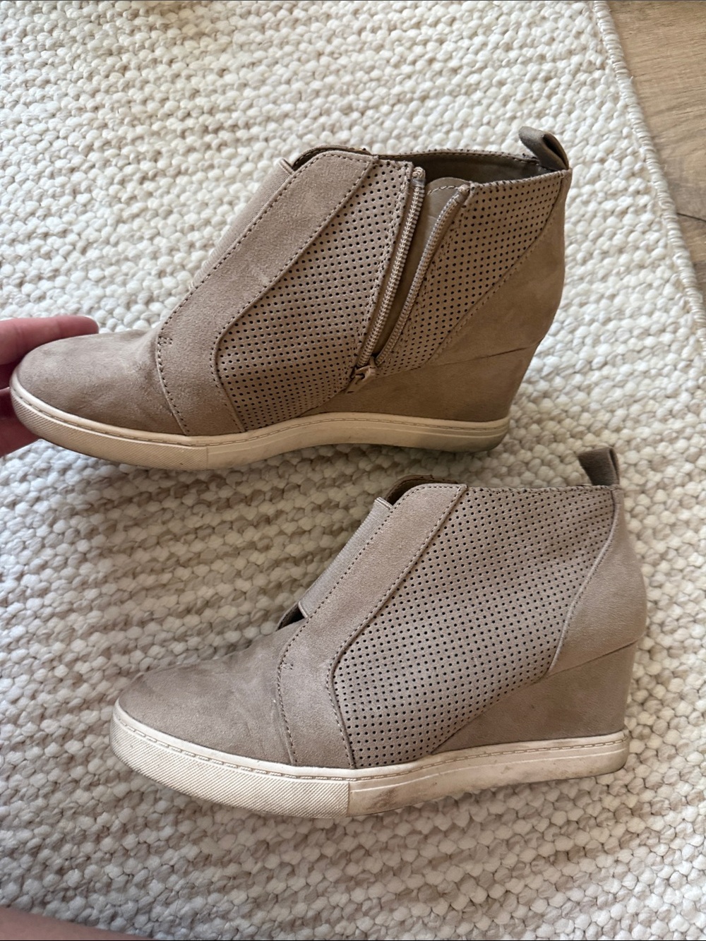 Wedge Sneaker Booties in Taupe - Women's Casual Slip-On- Size 8